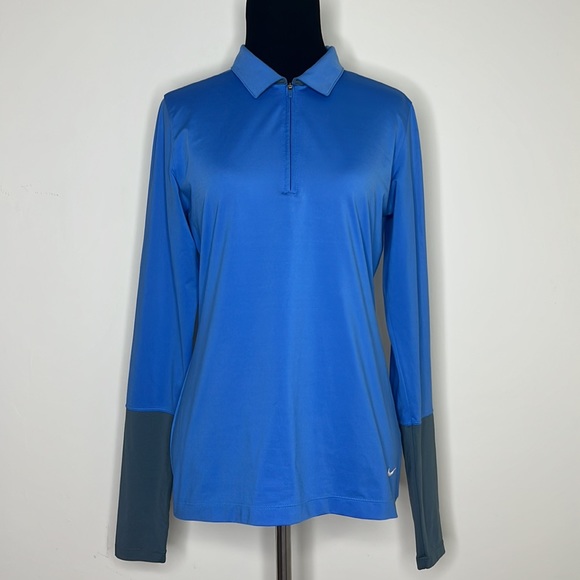 Nike Tops - NIKE GOLF Blue/ Grey Half Zip Performance Longsleeve Top S